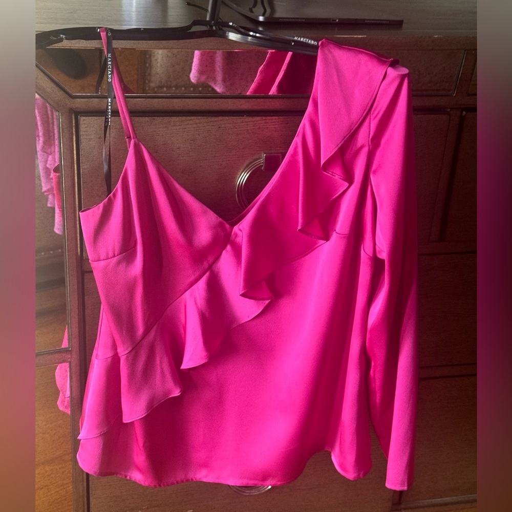 Elegant Pink Ruffle Blouse